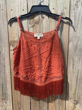 Idyllwind Women's Briarwick Rust Jacquard Print Fringe and Lace Tank Top